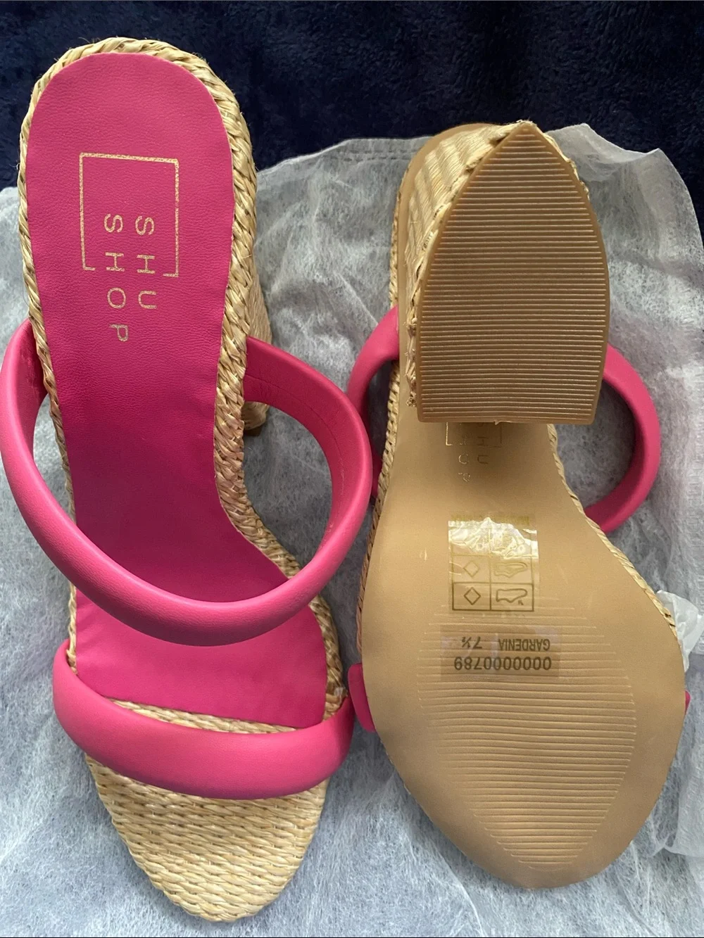 ShuShop Hot Pink Double-Band Woven Slide Sandals
